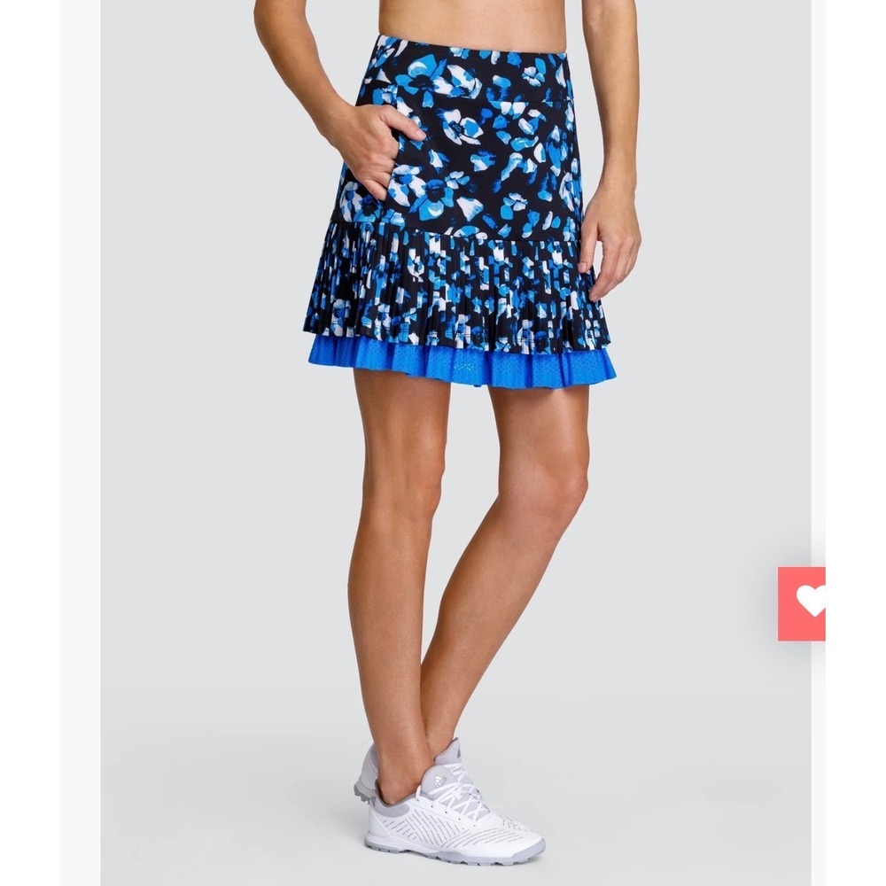 Tail Twyla 18" Skort Blue Floral Pleated Golf Tennis Skirt Womens Medium GB4678